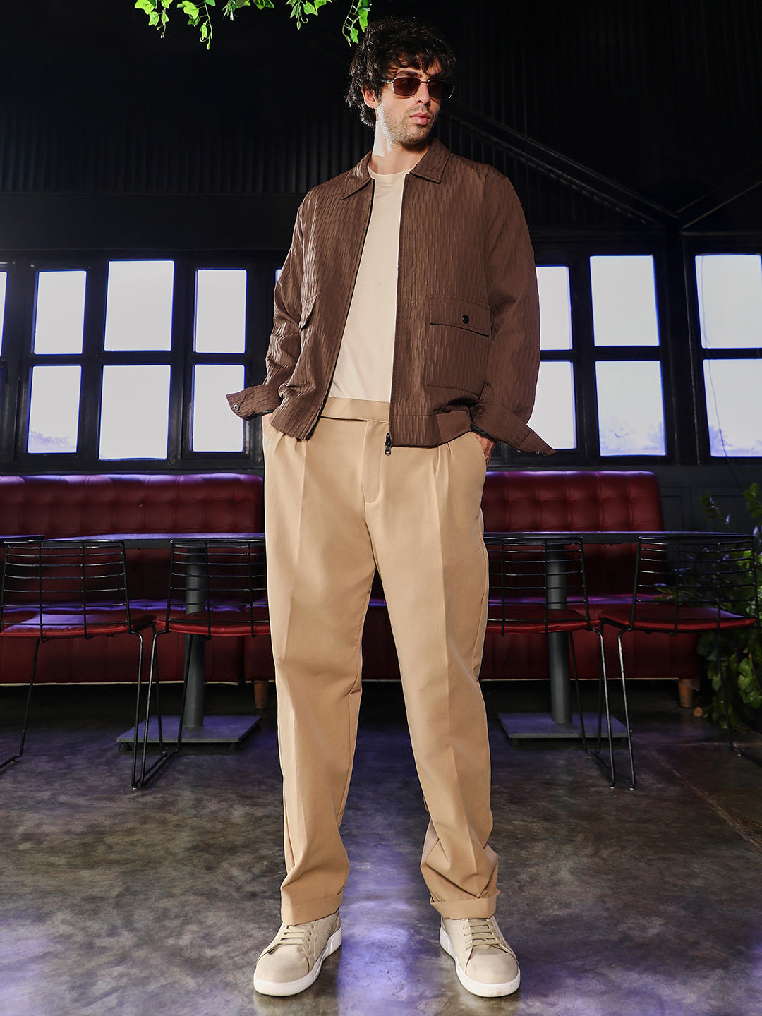 Zip-Front Crease-Tactile Jacket