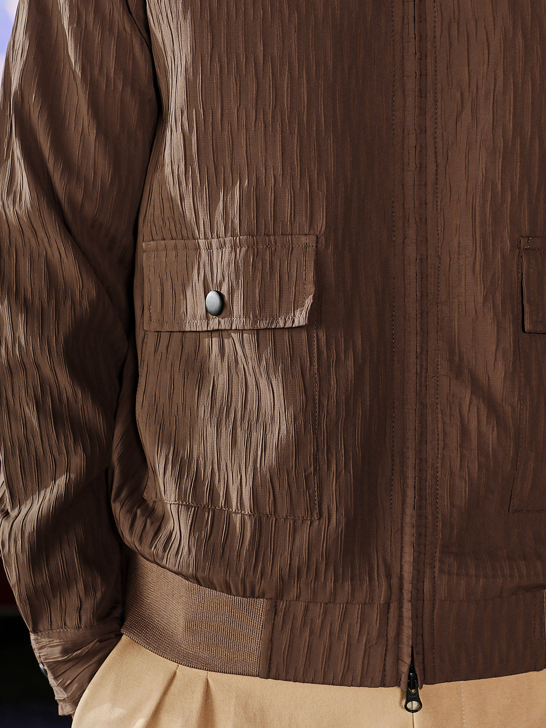 Zip-Front Crease-Tactile Jacket