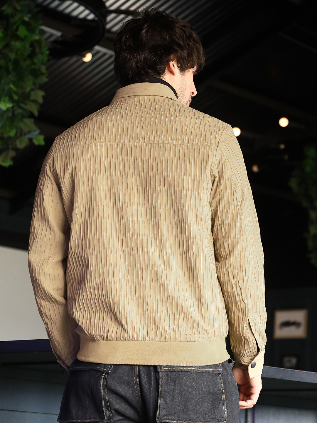 Zip-Front Crease-Tactile Jacket