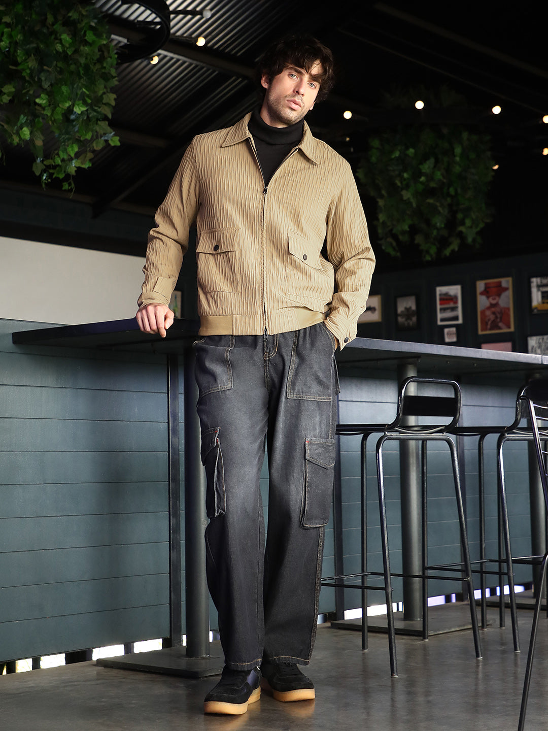 Zip-Front Crease-Tactile Jacket