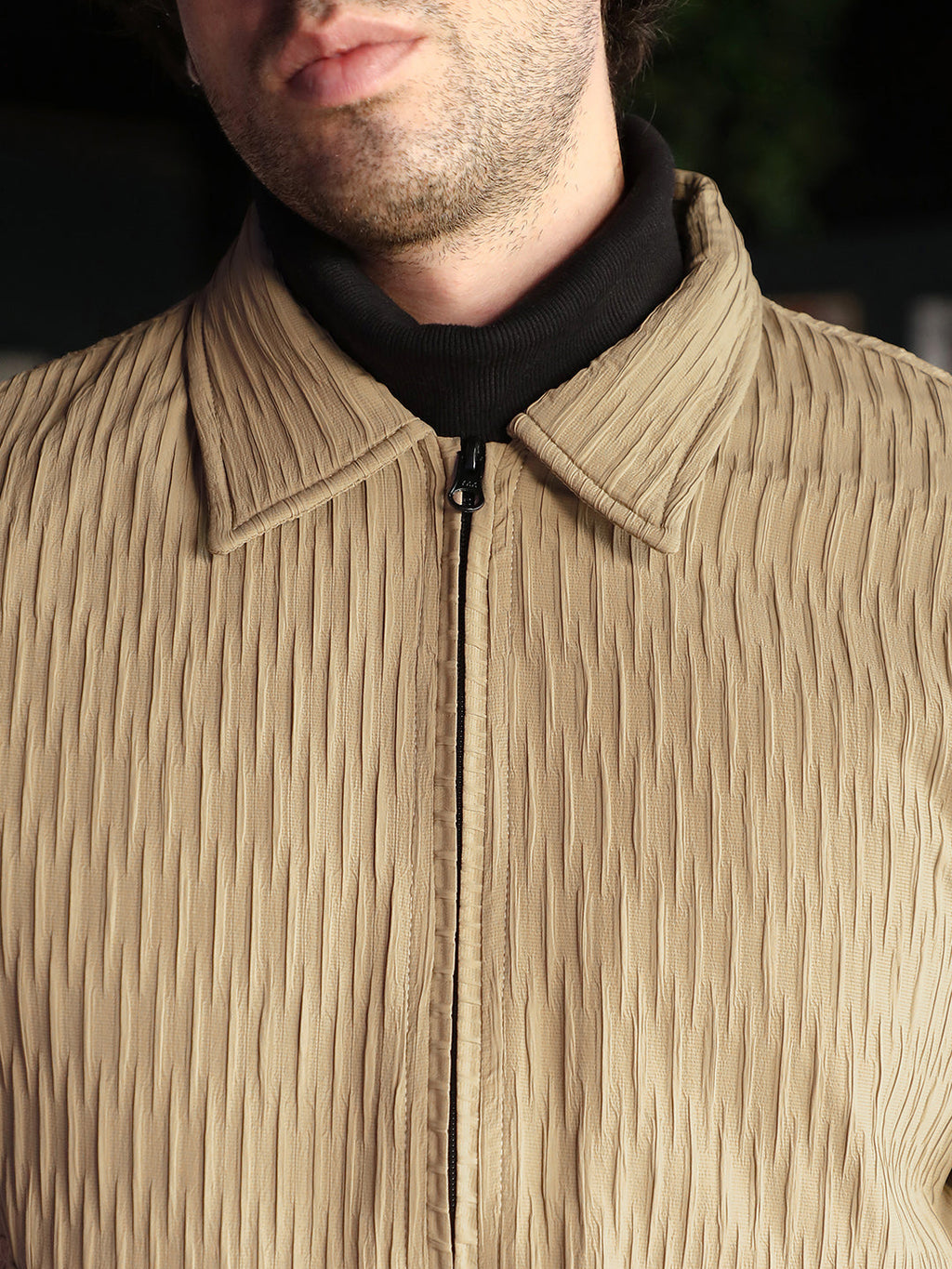 Zip-Front Crease-Tactile Jacket