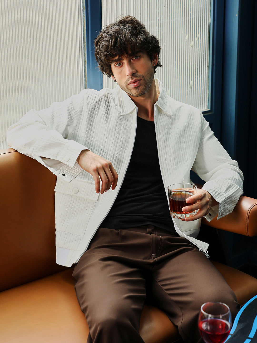 Zip-Front Crease-Tactile Jacket