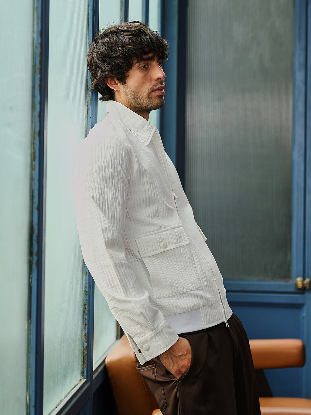 Zip-Front Crease-Tactile Jacket