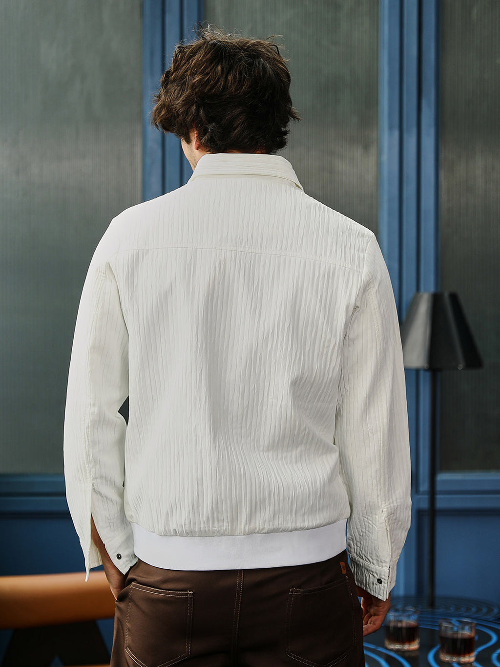 Zip-Front Crease-Tactile Jacket