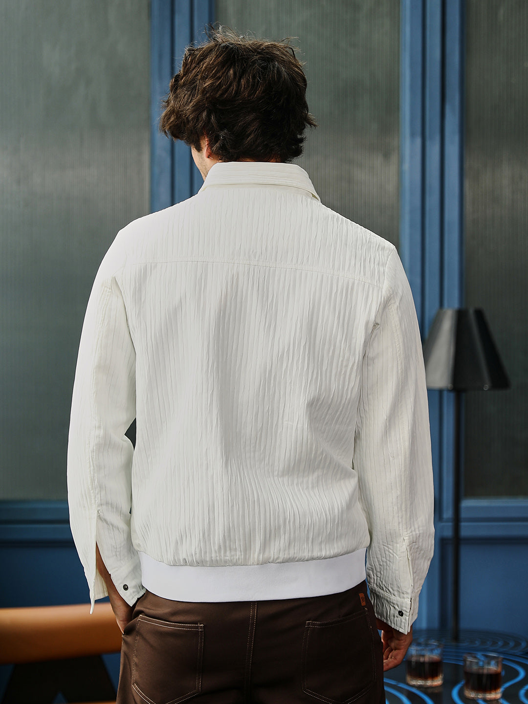 Zip-Front Crease-Tactile Jacket