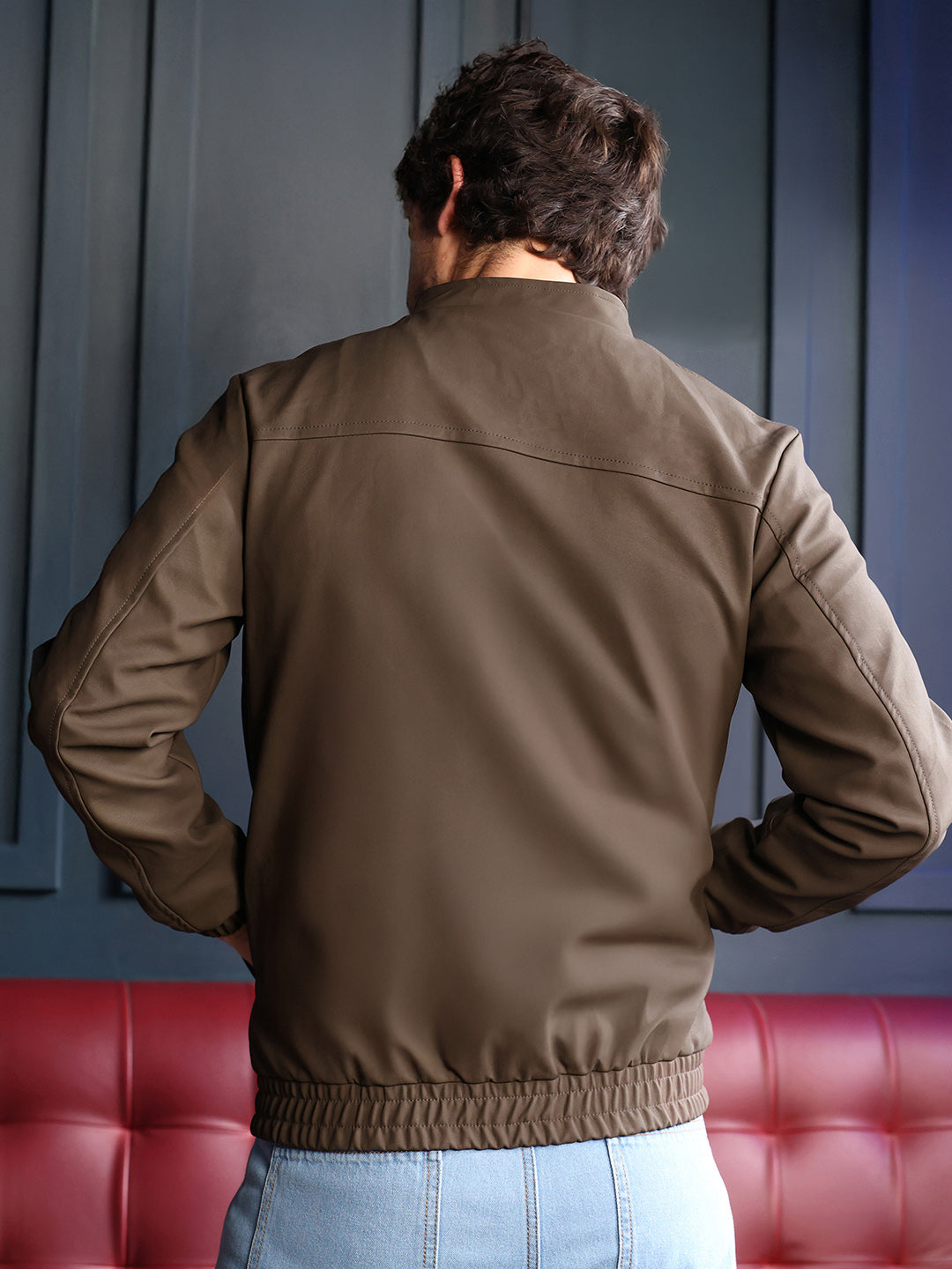 Coated Panel-Stitch Rider Jacket