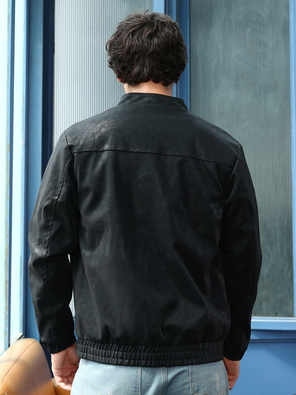 Coated Panel-Stitch Rider Jacket