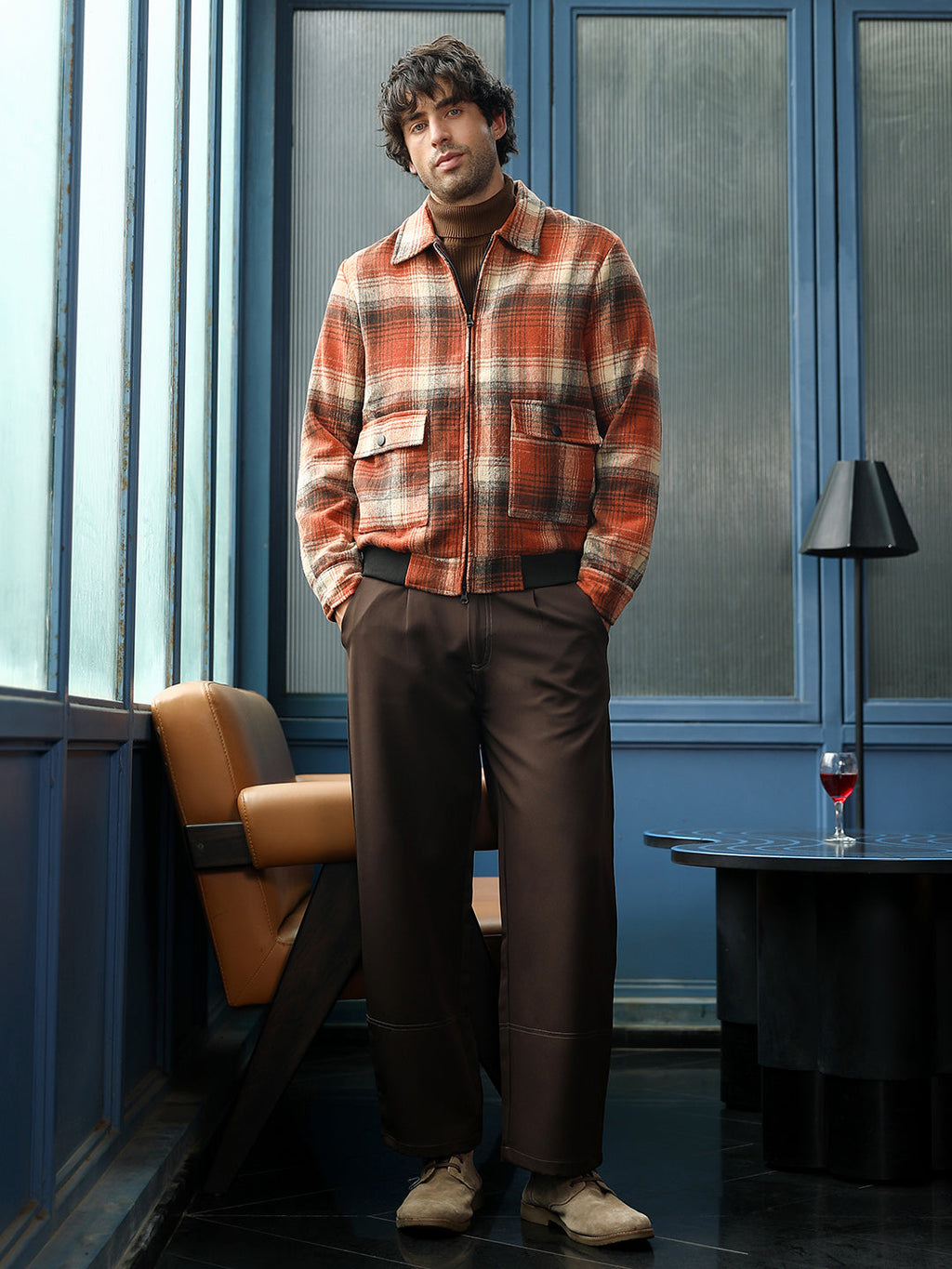 Zip-Front Plaid Jacket