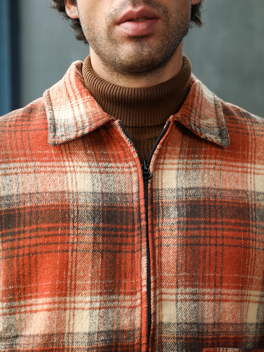 Zip-Front Plaid Jacket