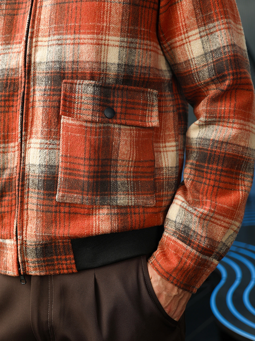 Zip-Front Plaid Jacket