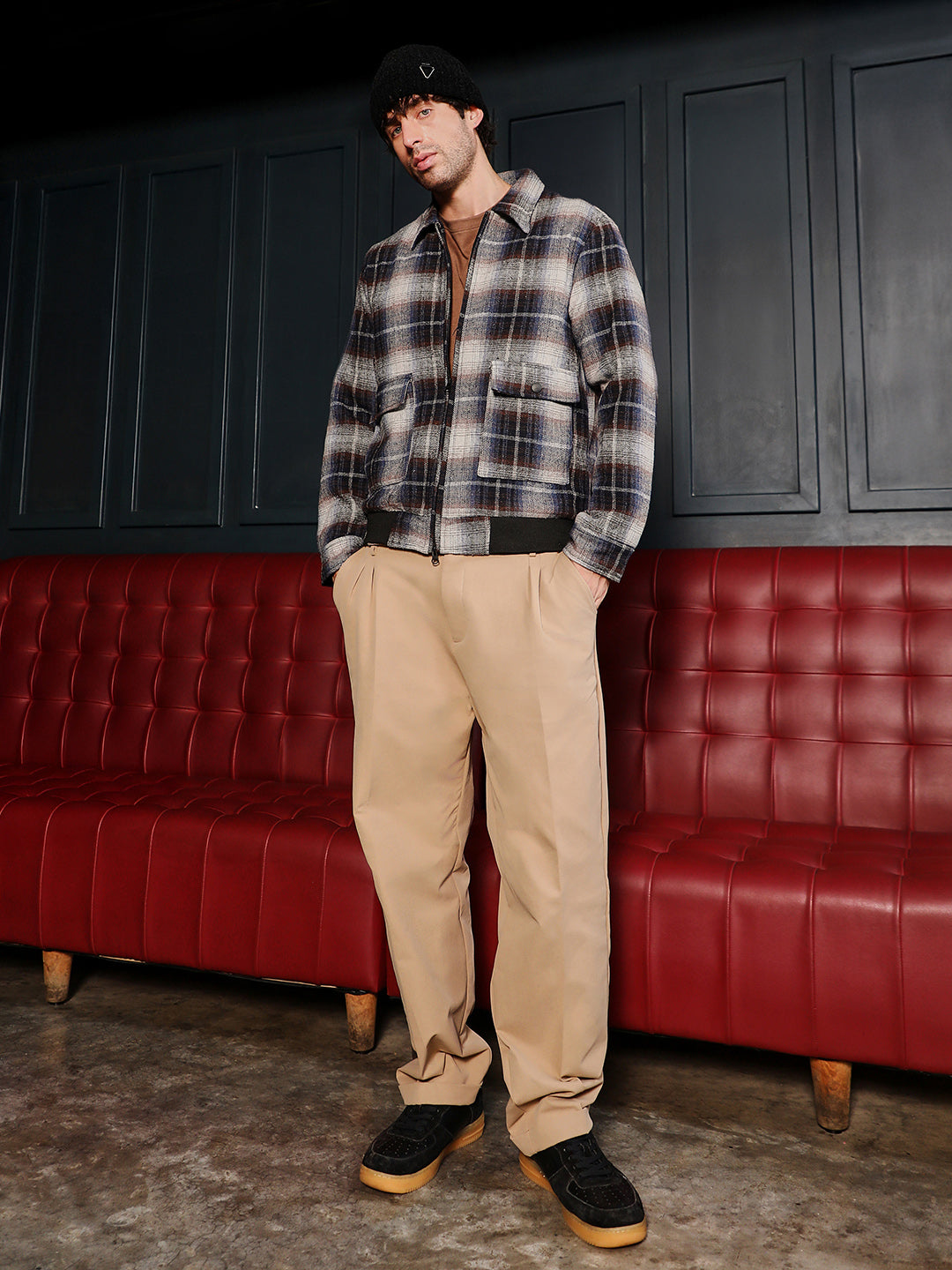 Zip-Front Plaid Jacket