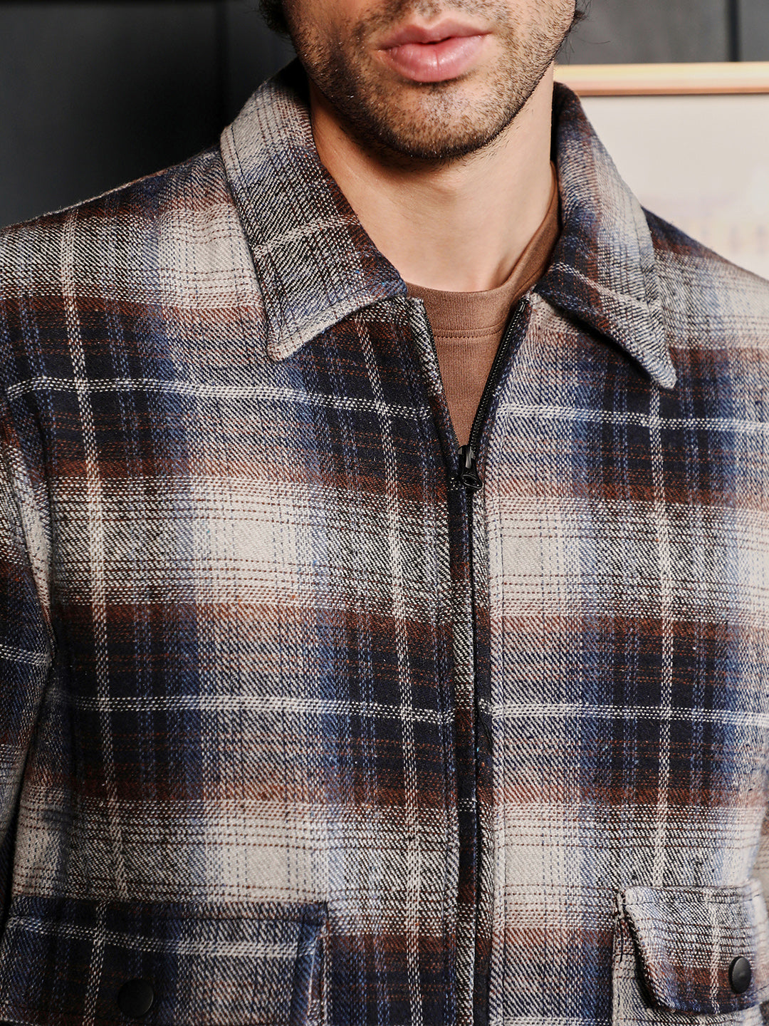 Zip-Front Plaid Jacket