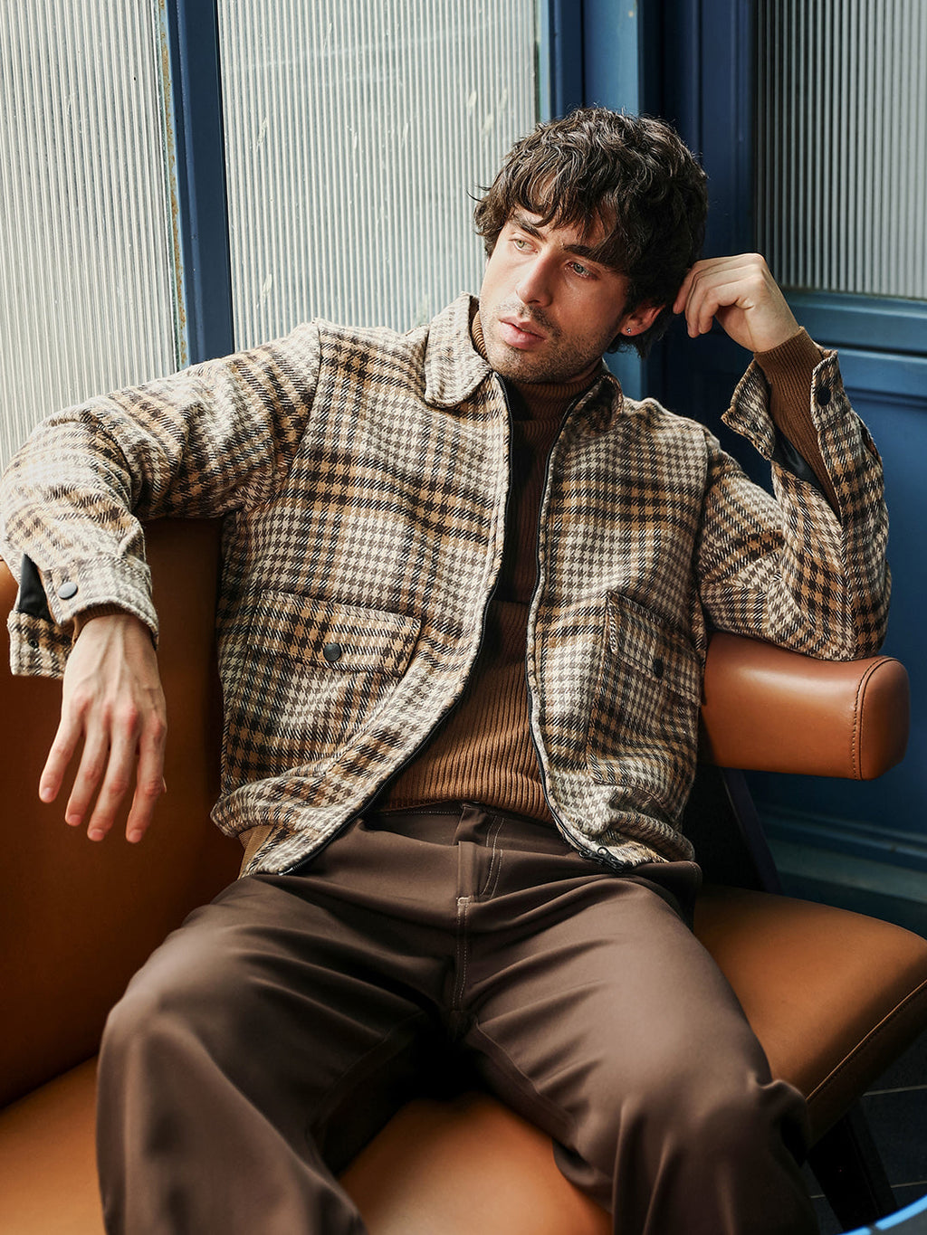 Zip-Front Plaid Jacket