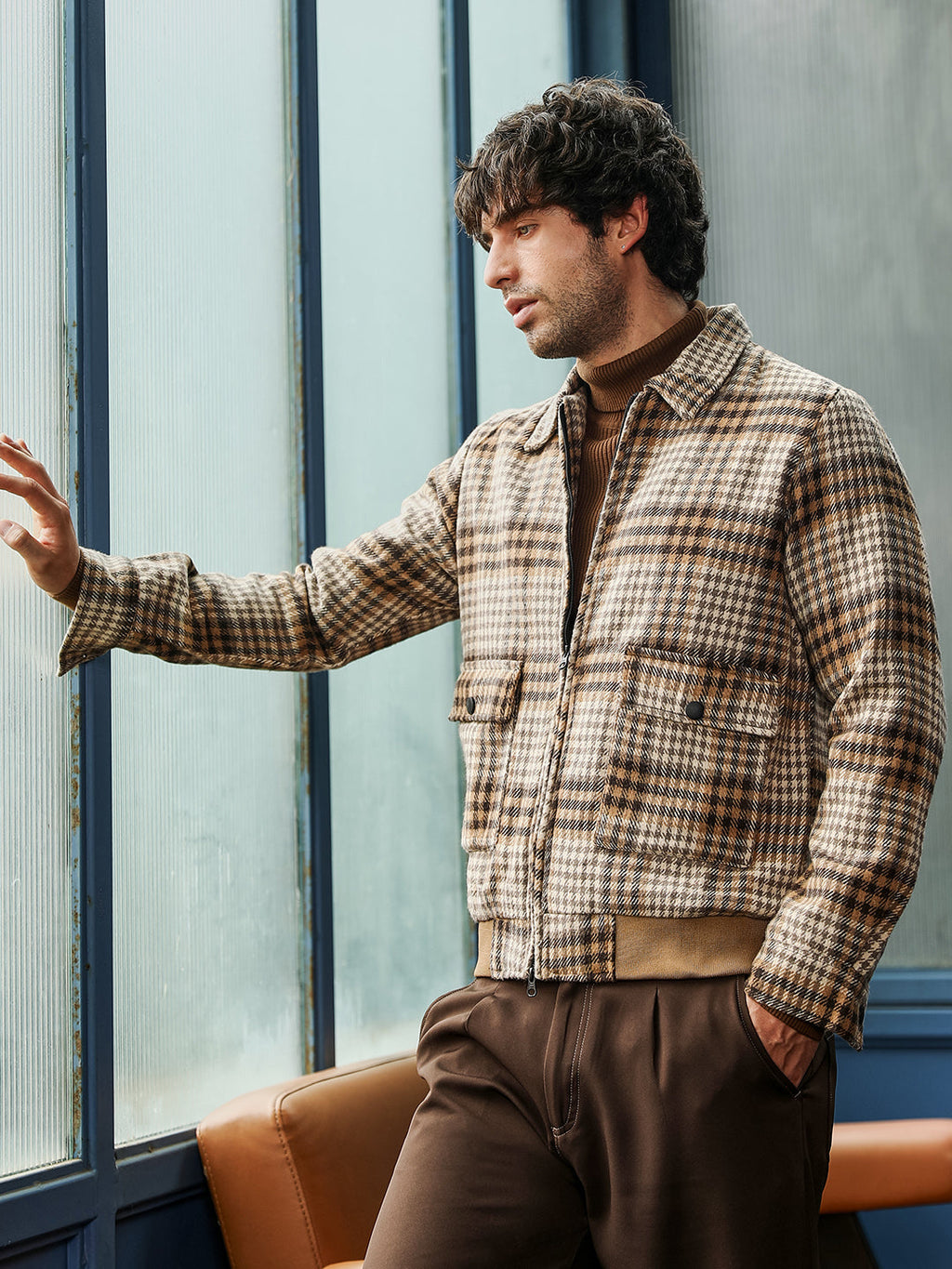 Zip-Front Plaid Jacket