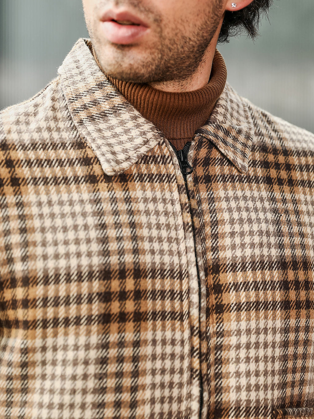 Zip-Front Plaid Jacket