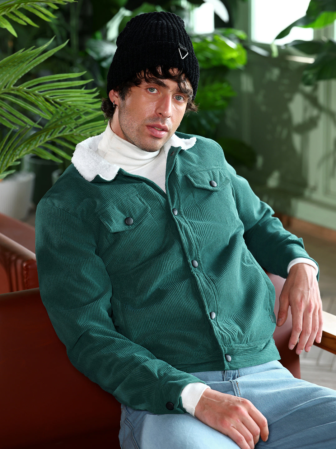 ₹1,749 | Campus Sutra Men's Emerald Green Utility-Corduroy Jacket