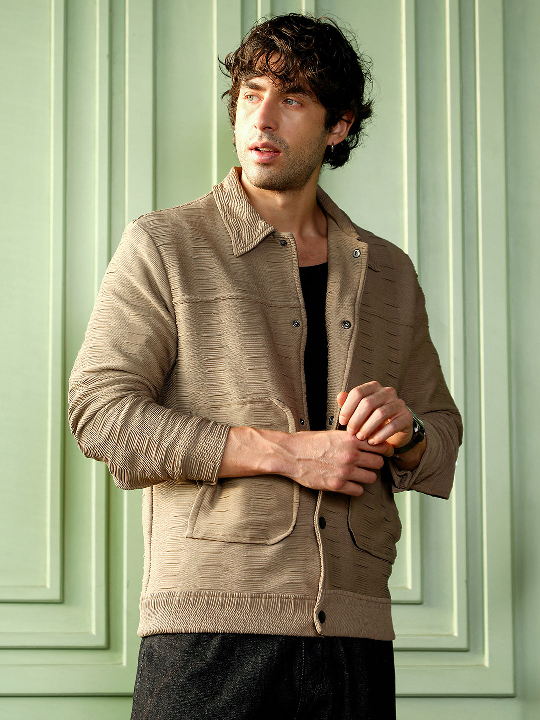 Ruche-Tactile Panelled Jacket