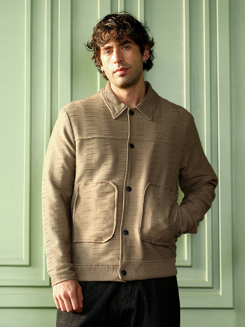 Ruche-Tactile Panelled Jacket