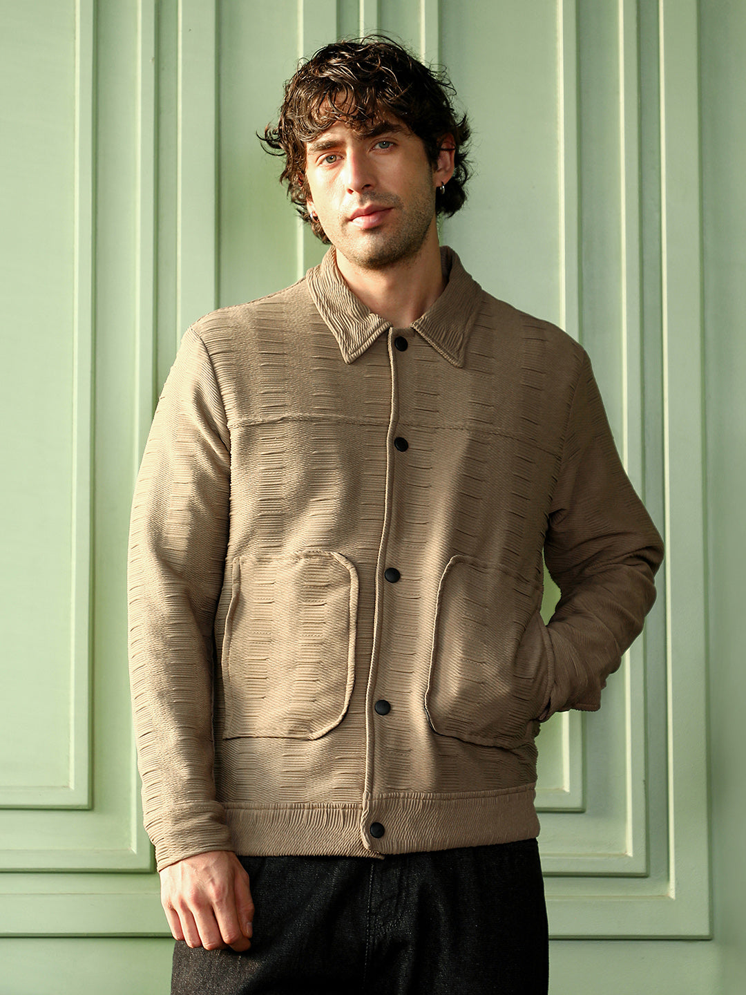 Ruche-Tactile Panelled Jacket