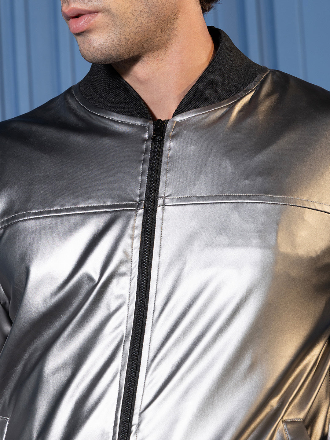 Patent-Panel Bomber Jacket