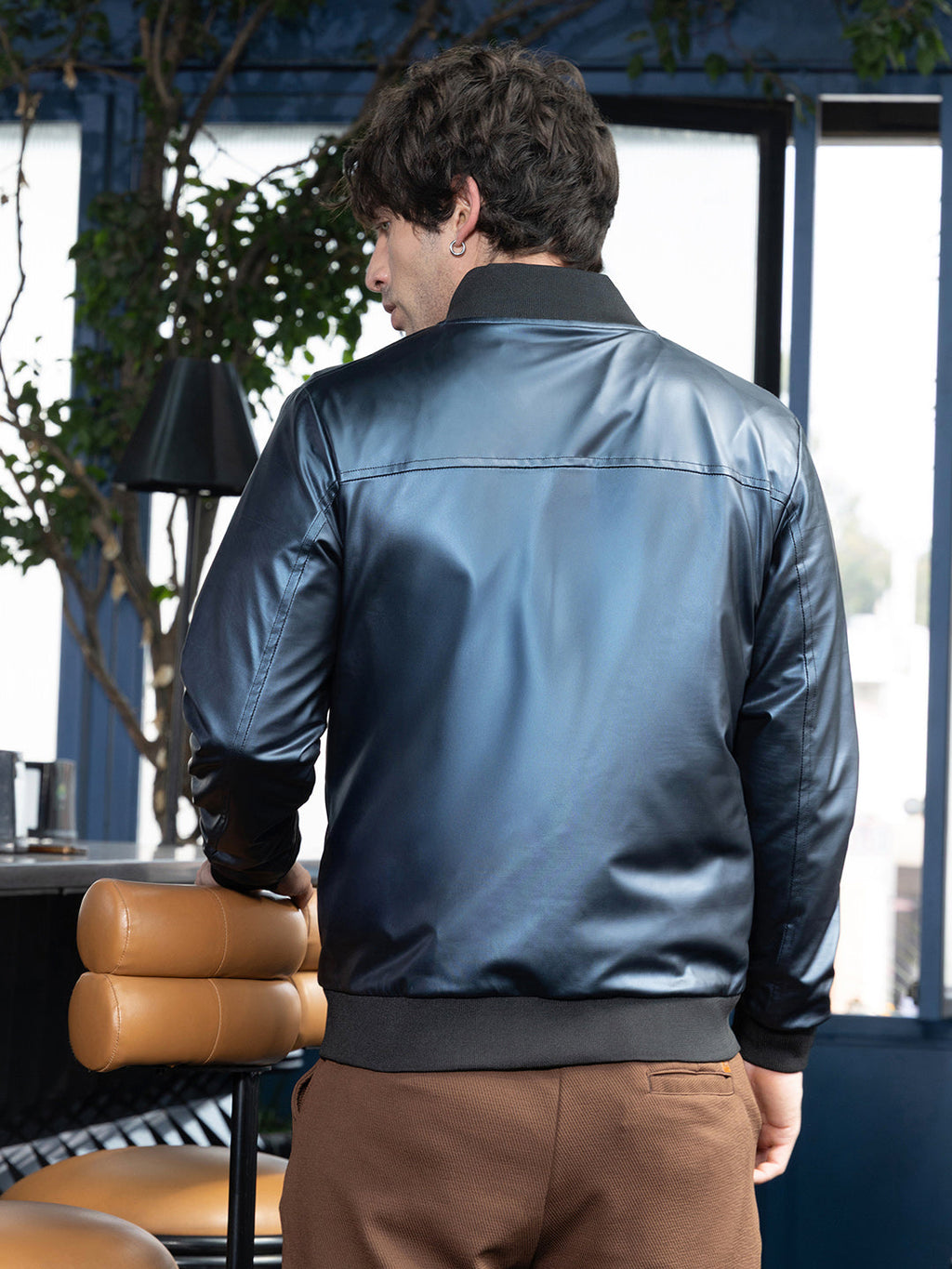 Patent-Panel Bomber Jacket