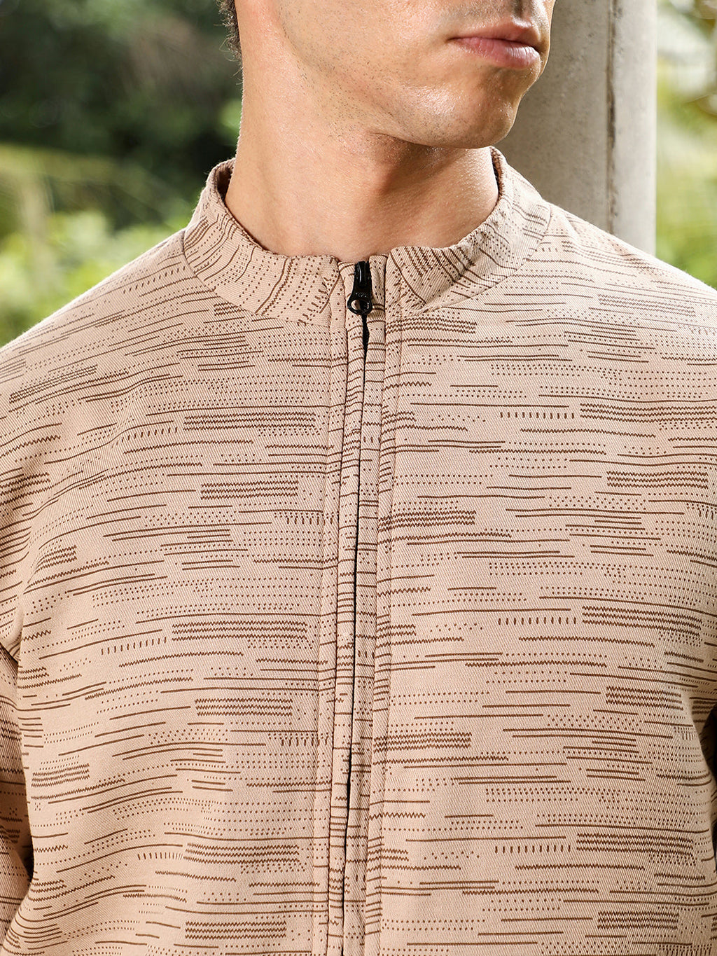 Lined-Jacquard Bomber Jacket