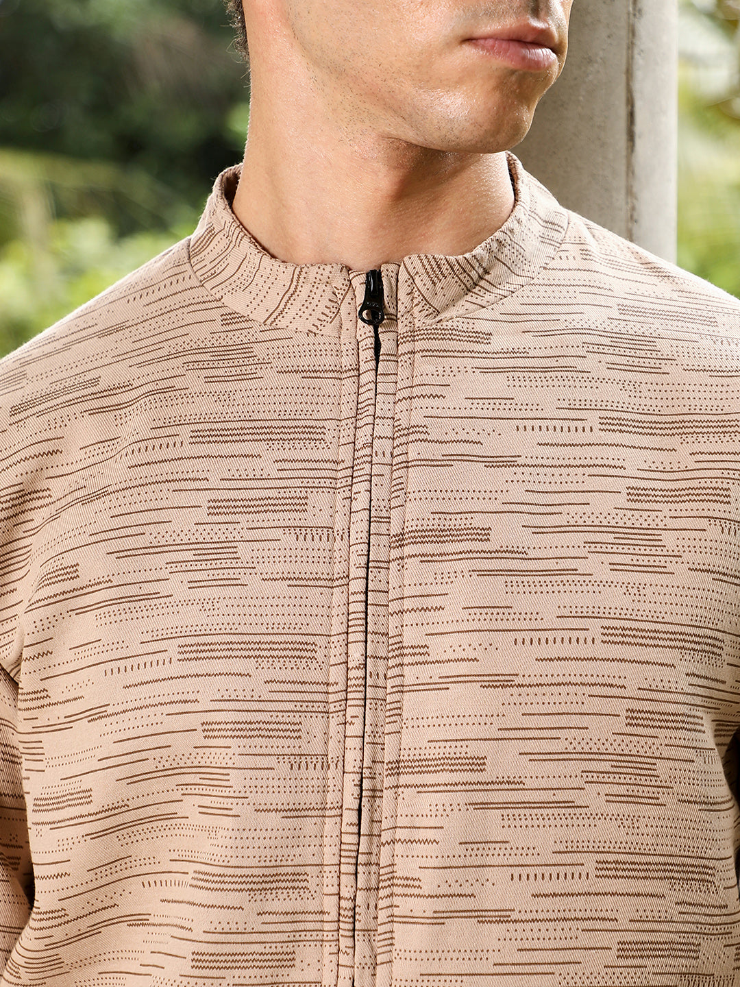 Lined-Jacquard Bomber Jacket