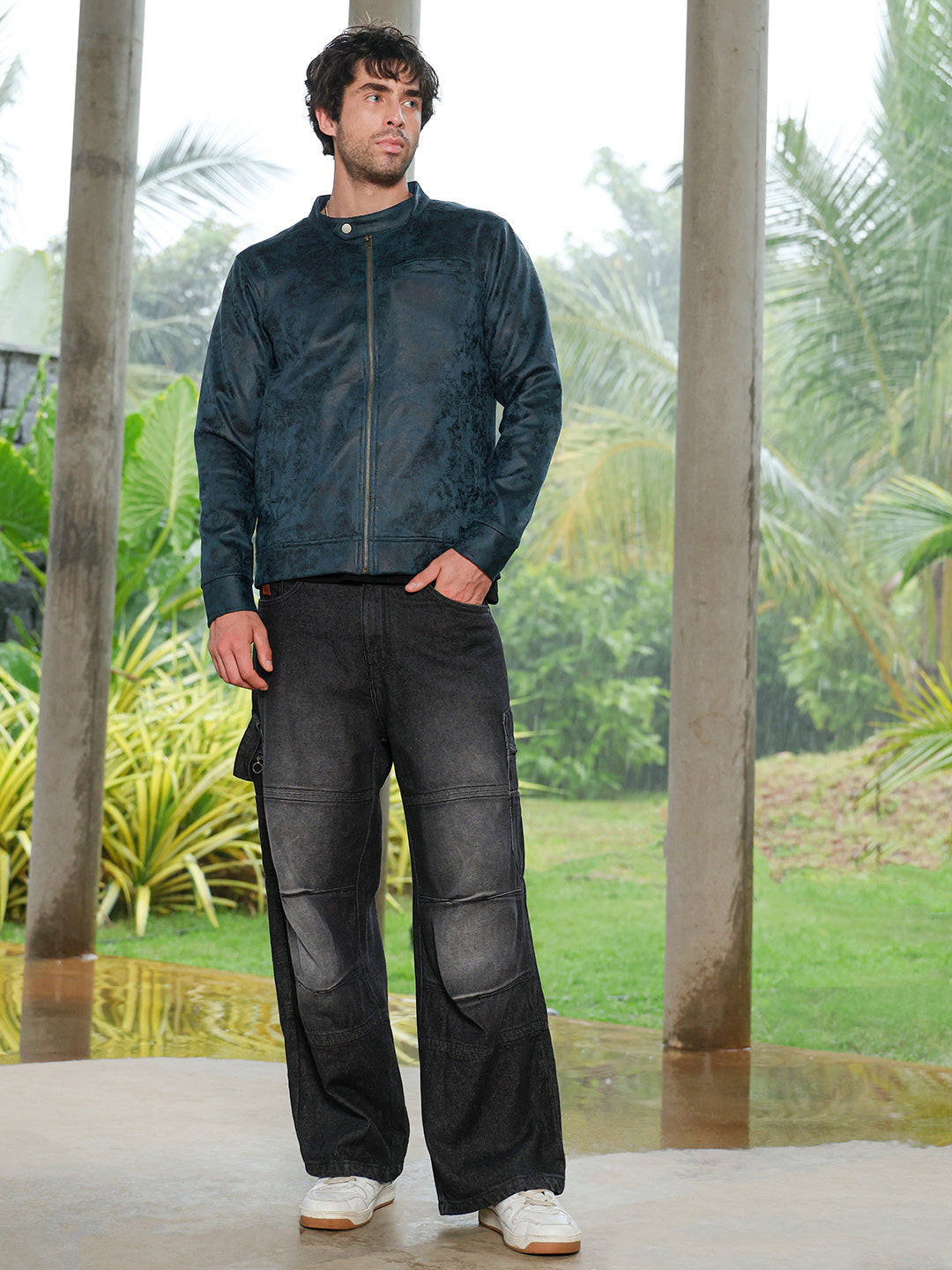 Embossed-Suede Rider Jacket