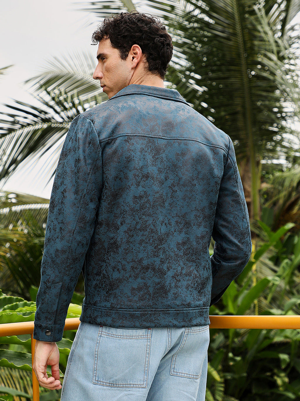 Embossed-Suede Biker Jacket