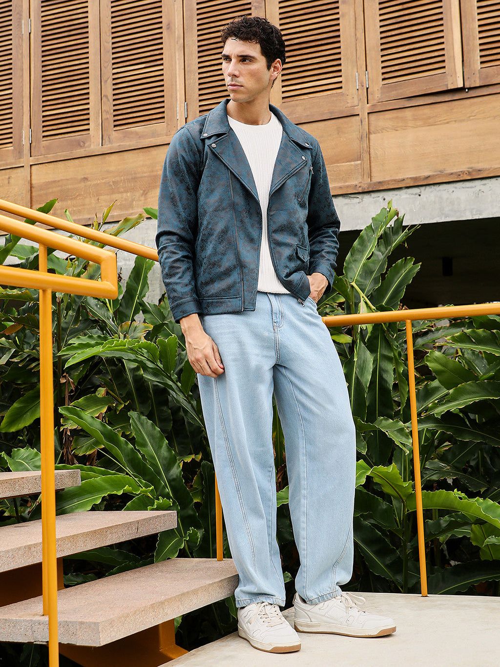 Embossed-Suede Biker Jacket