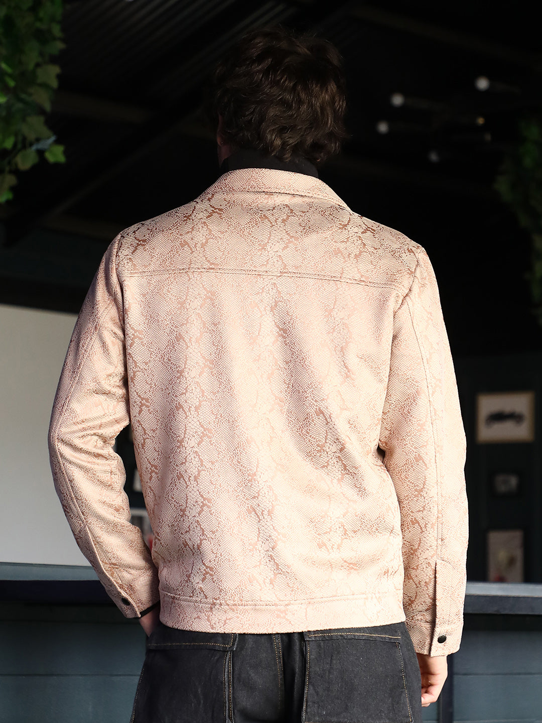 Reptilia-Jacquard Biker Jacket