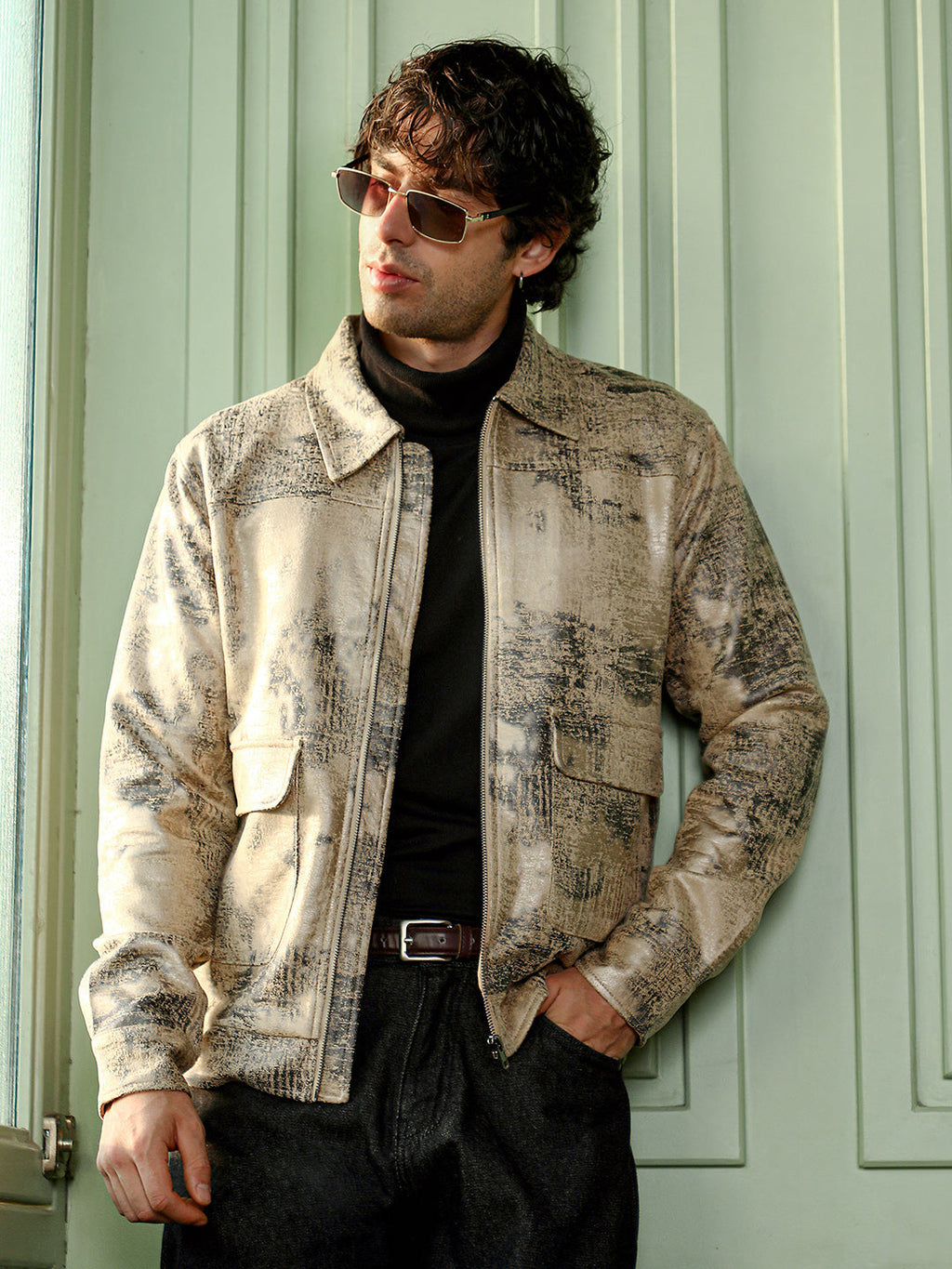 Reptilia-Jacquard Zip-Front Jacket