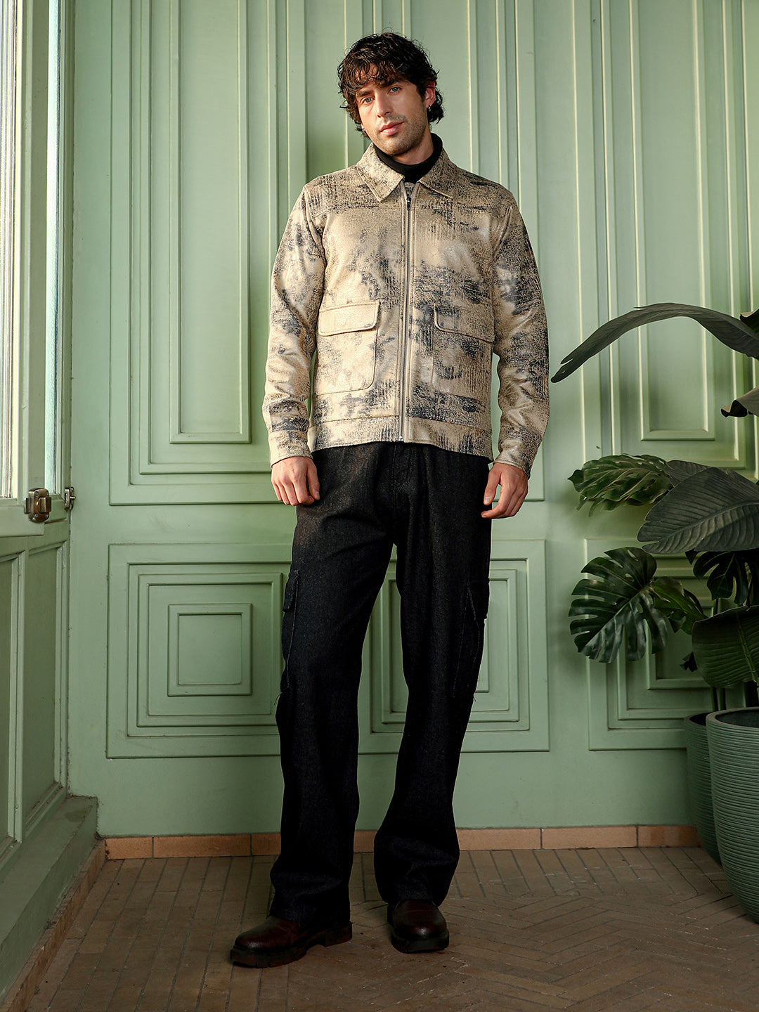 Reptilia-Jacquard Zip-Front Jacket