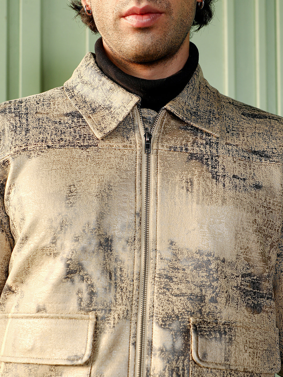 Reptilia-Jacquard Zip-Front Jacket