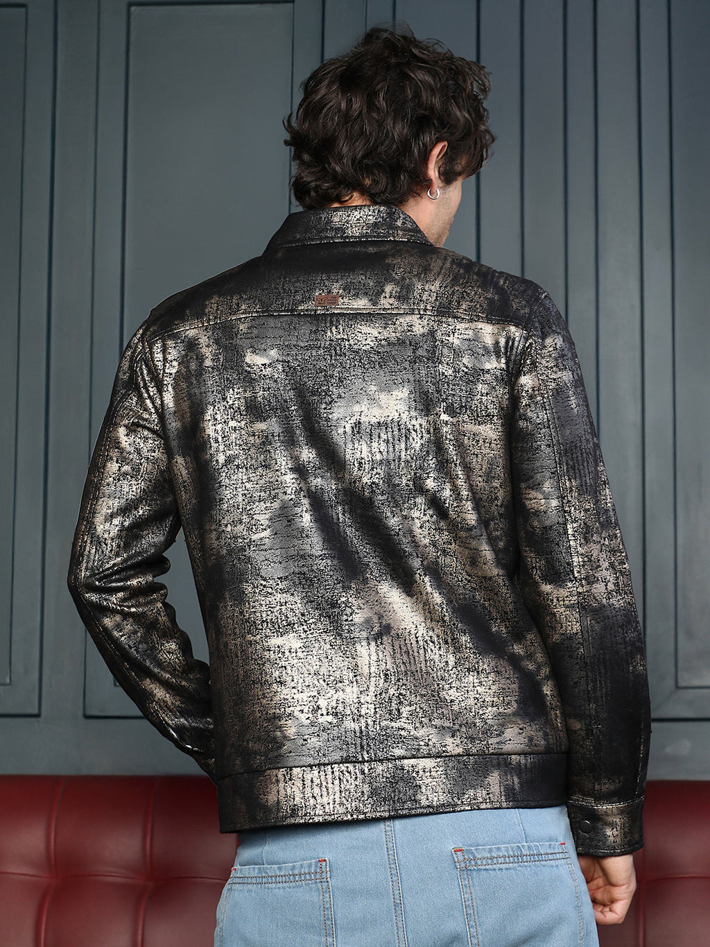 Reptilia-Jacquard Zip-Front Jacket