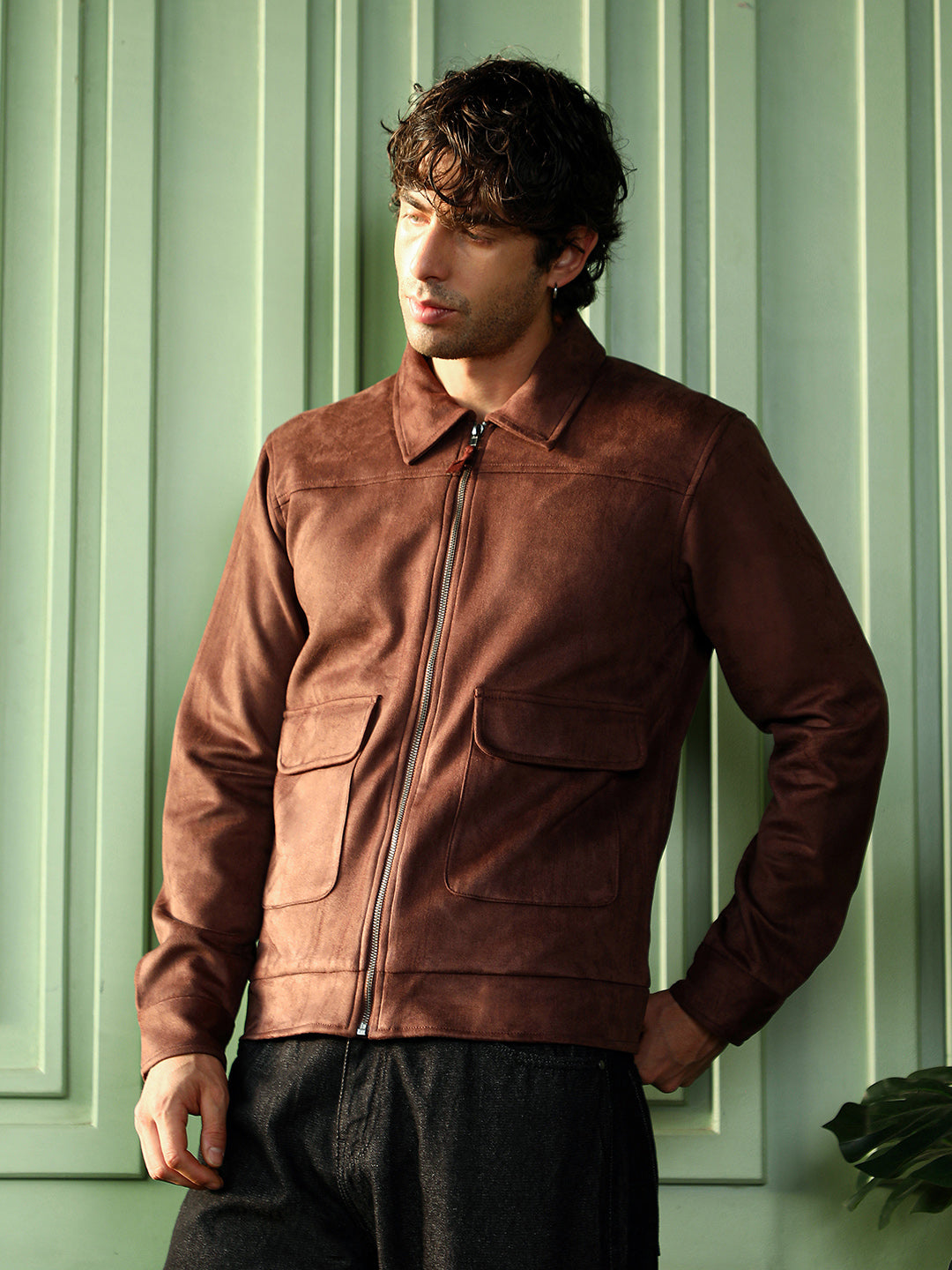 Suede Zip-Front Jacket