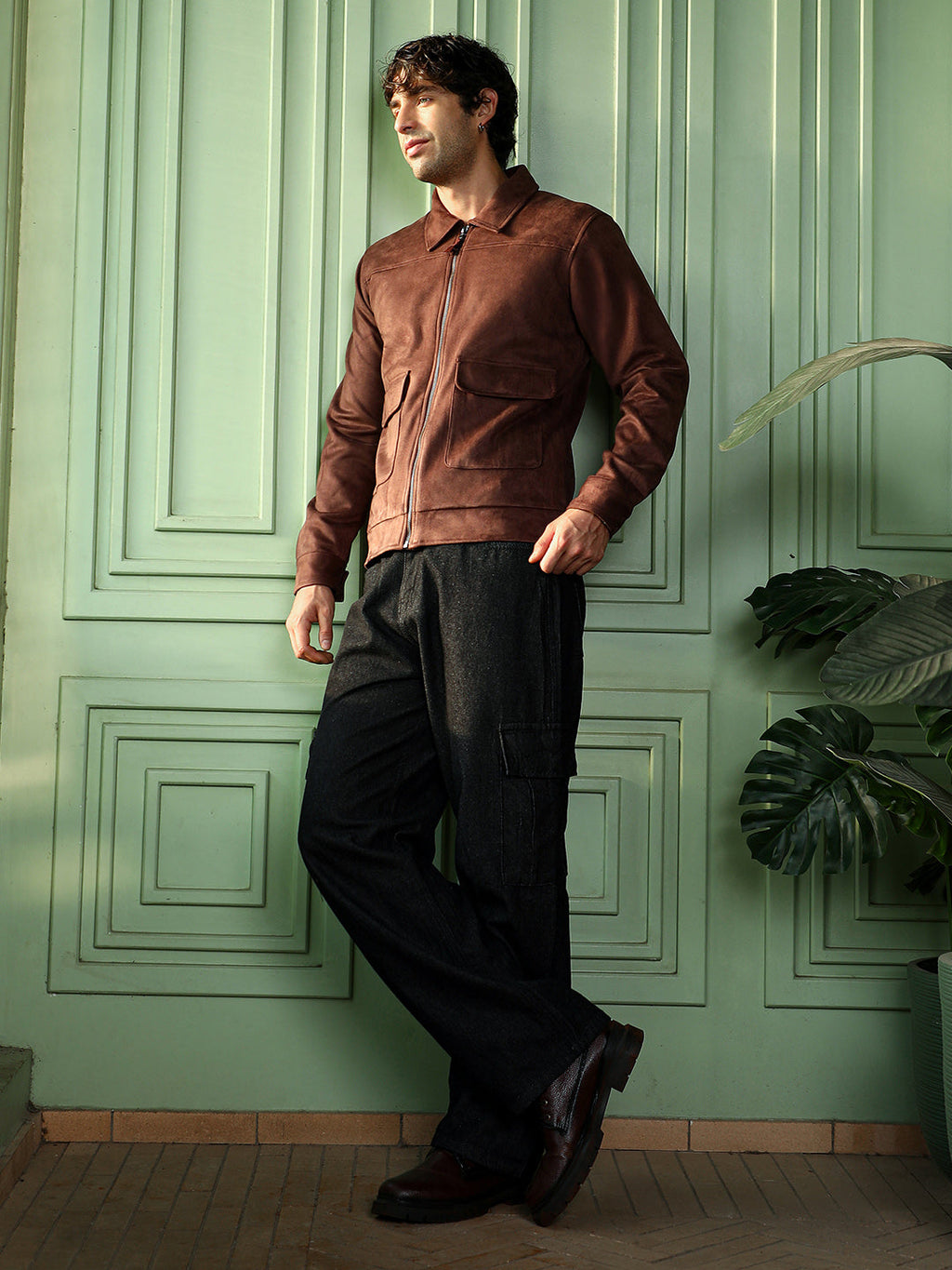 Suede Zip-Front Jacket