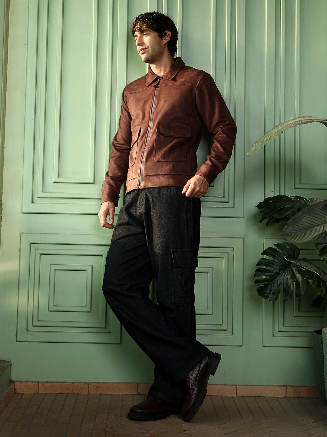 Suede Zip-Front Jacket