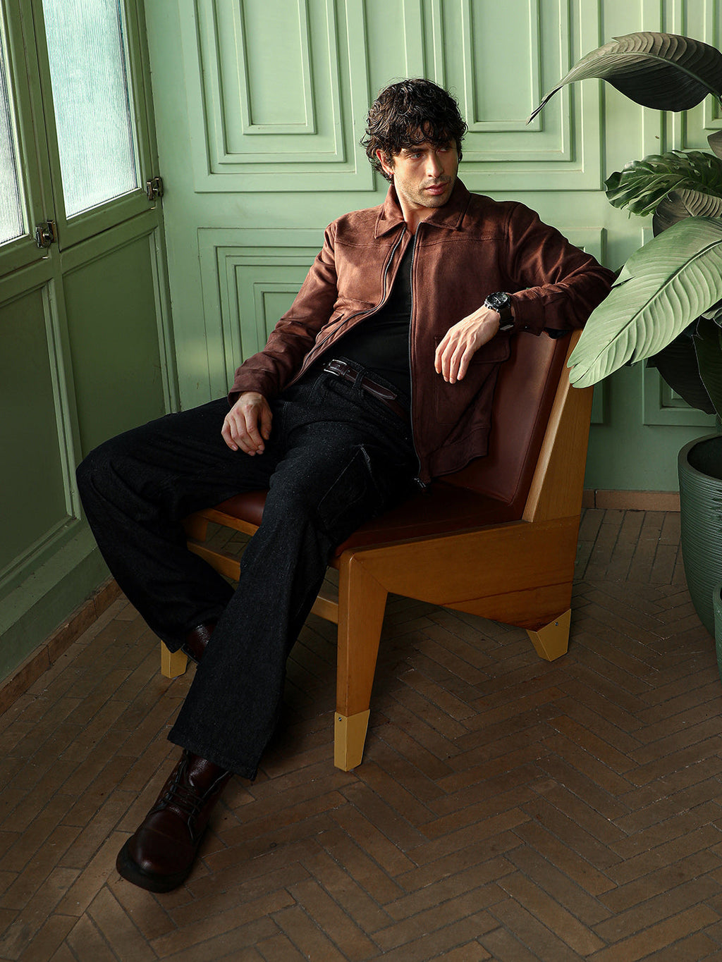 Suede Zip-Front Jacket