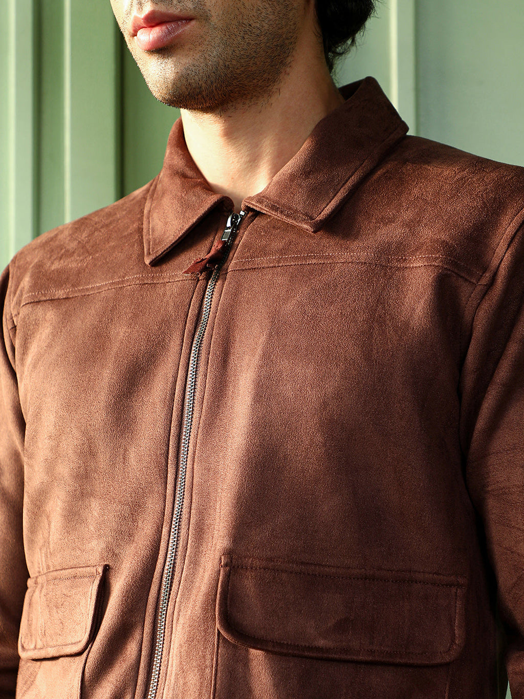 Suede Zip-Front Jacket