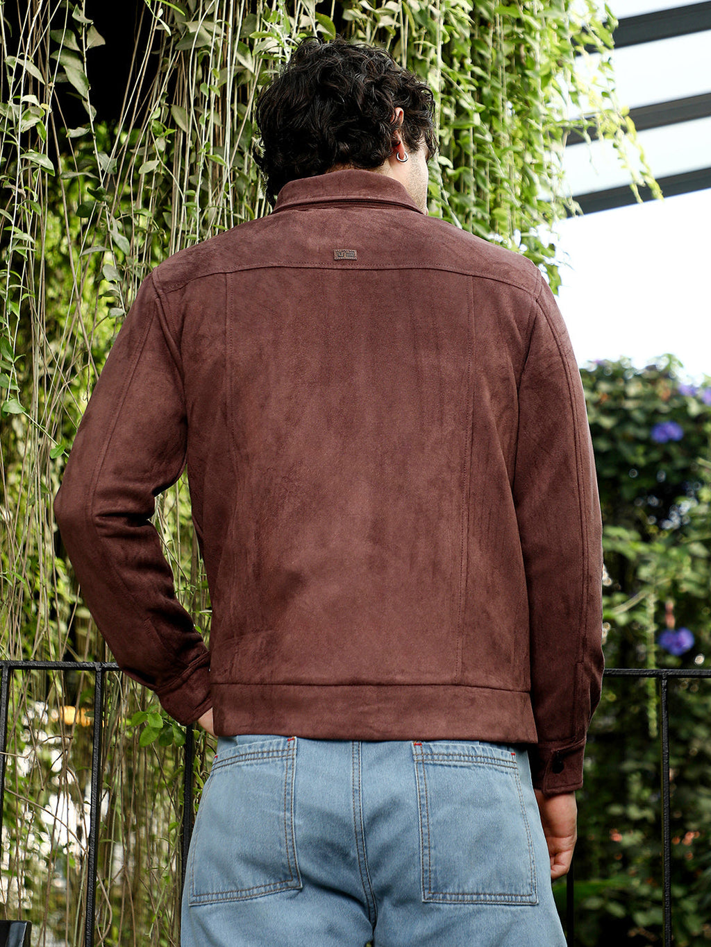 Solid Utility-Suede Bomber Jacket