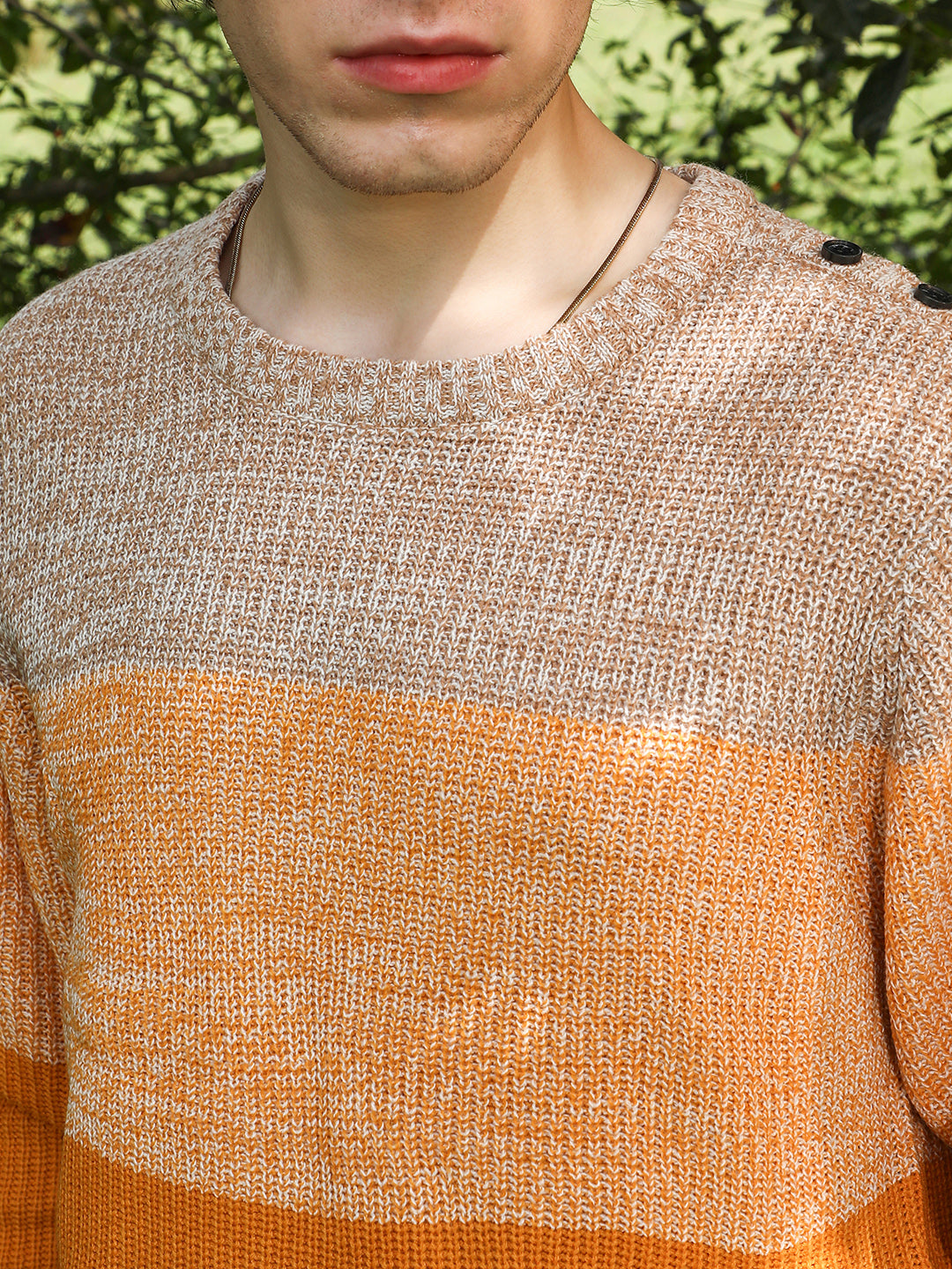 Contrast Panel Pullover Sweater