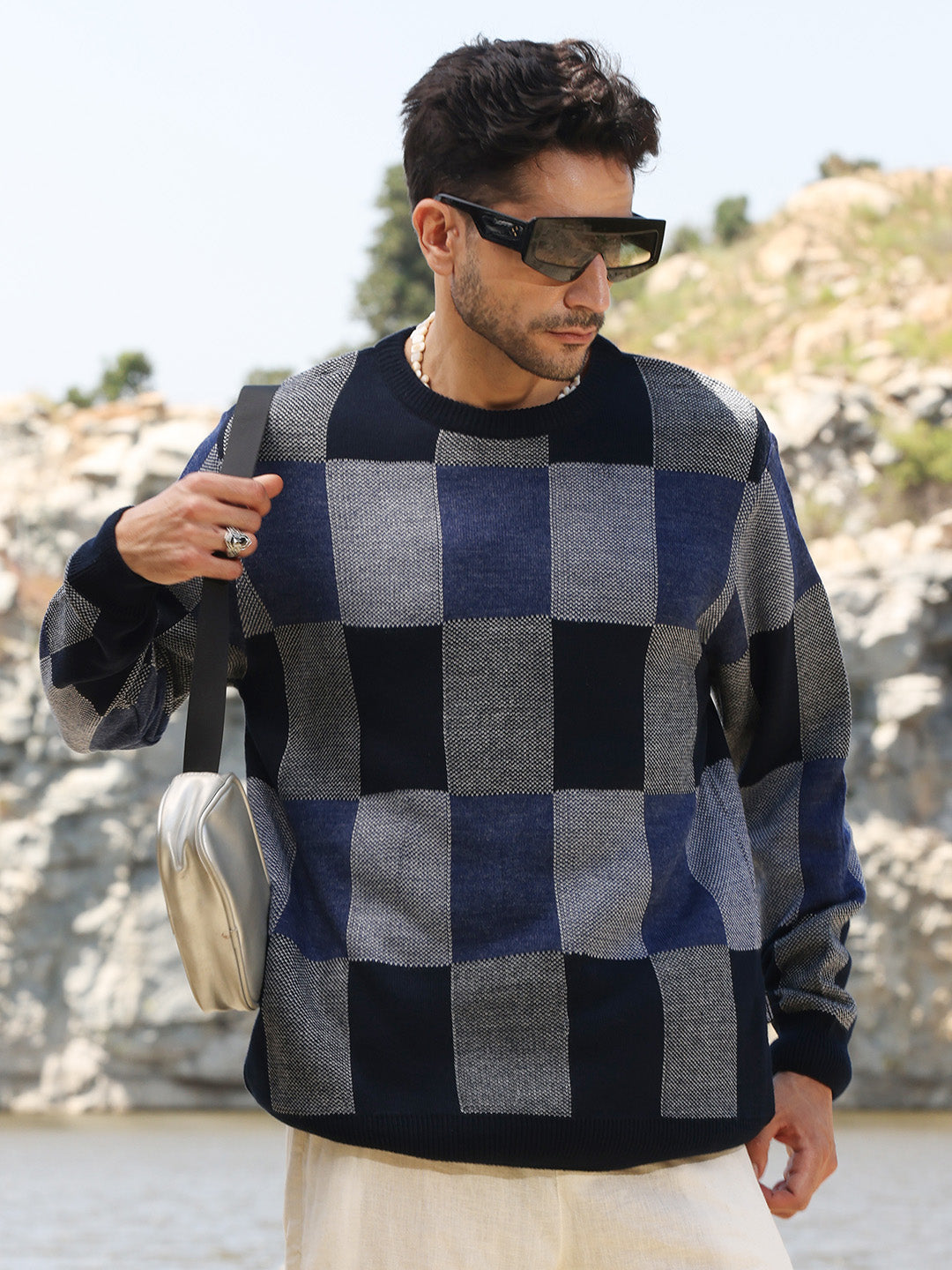 Block Check Pullover Sweater