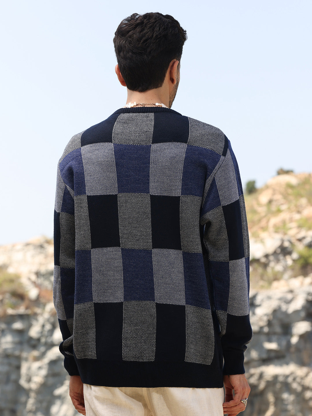 Block Check Pullover Sweater