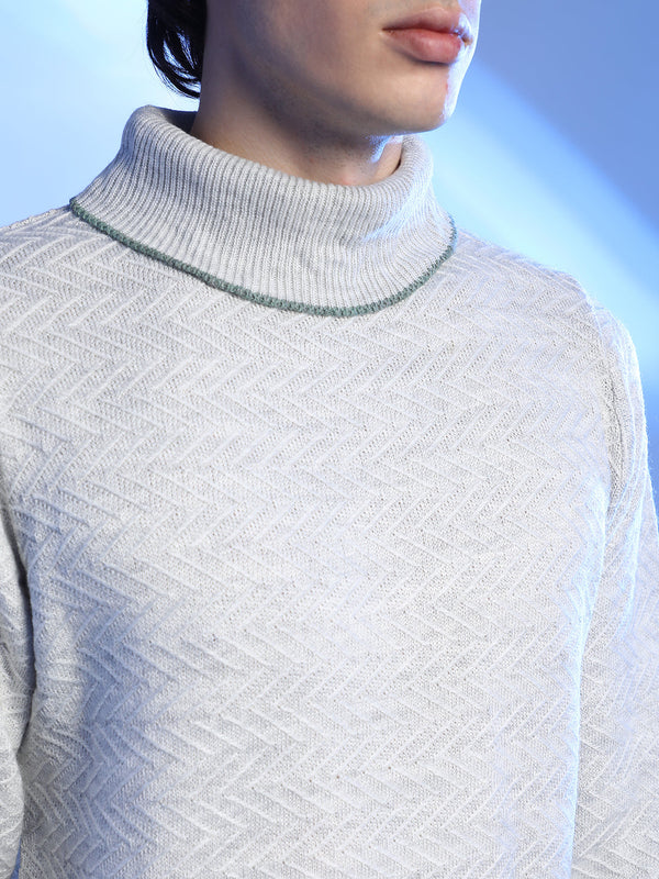 Herringbone Textured Pullover Sweater