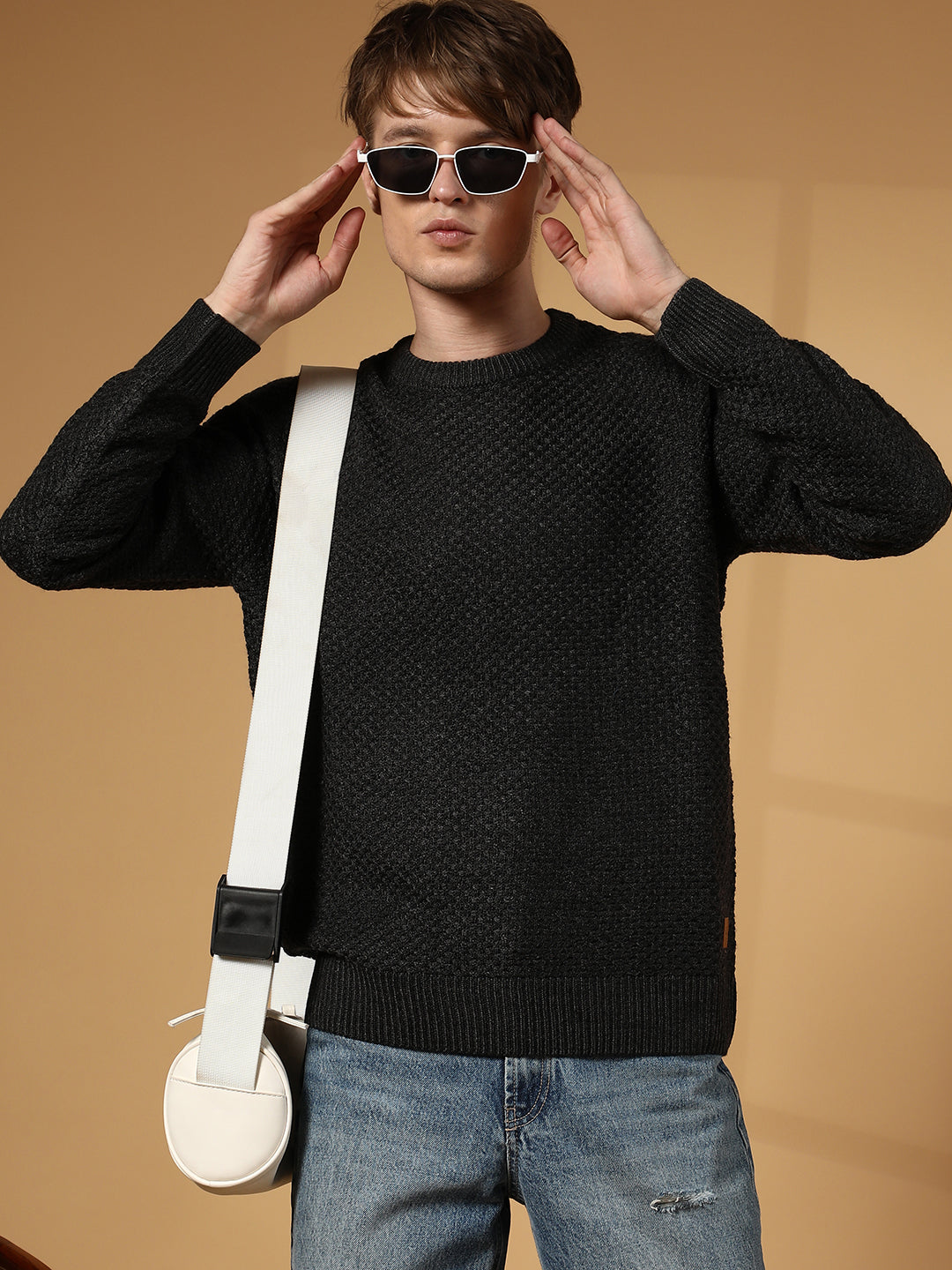 Solid Knitted Pullover Sweater