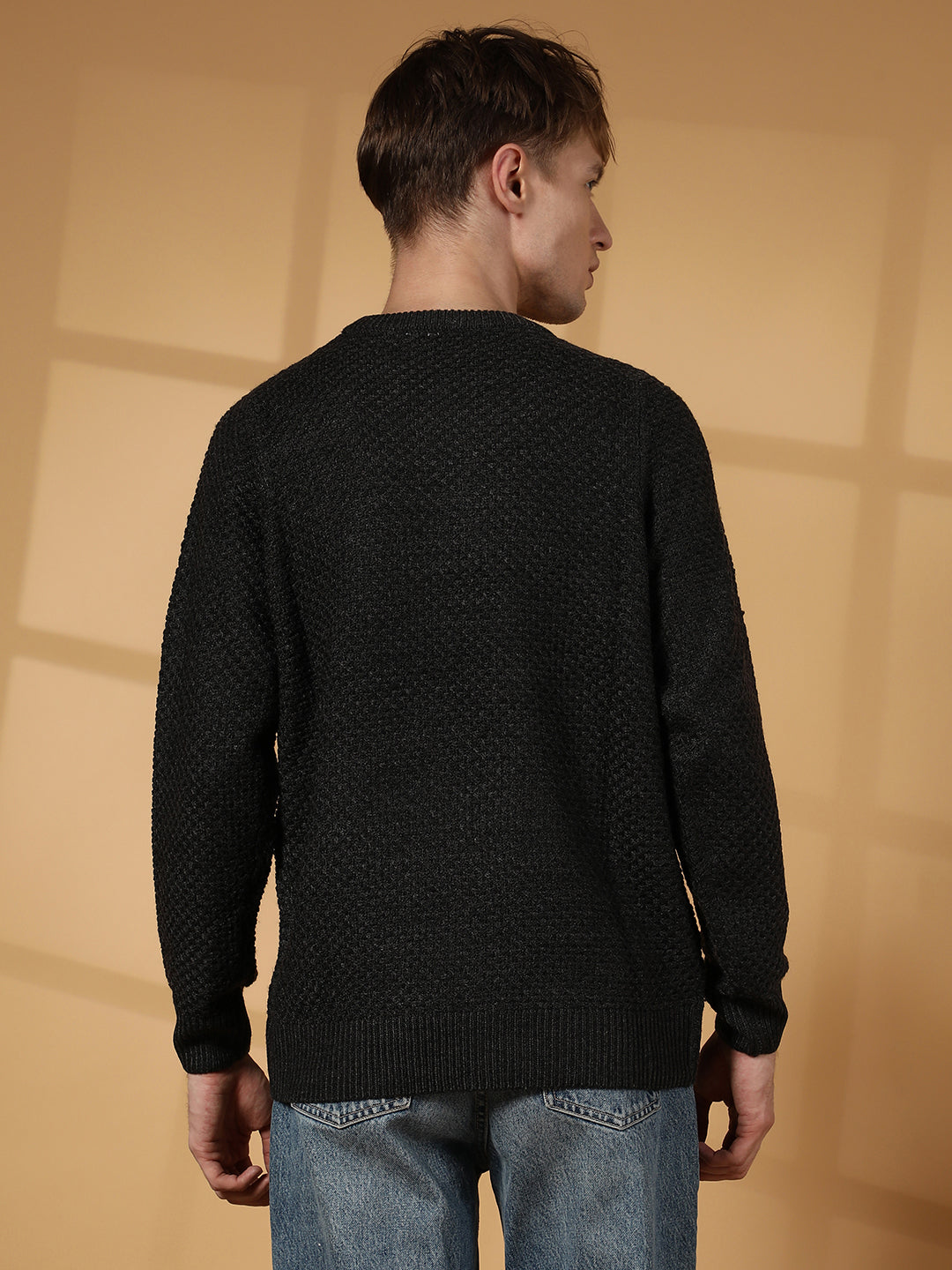 Solid Knitted Pullover Sweater