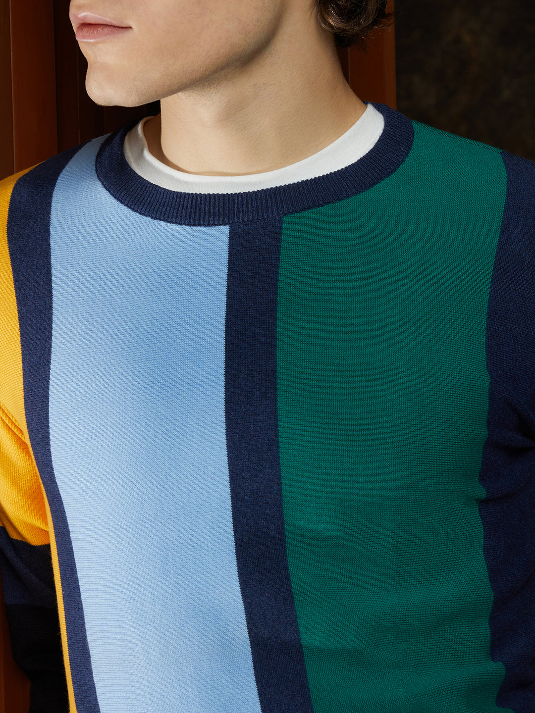 Contrast Panel Pullover Sweater