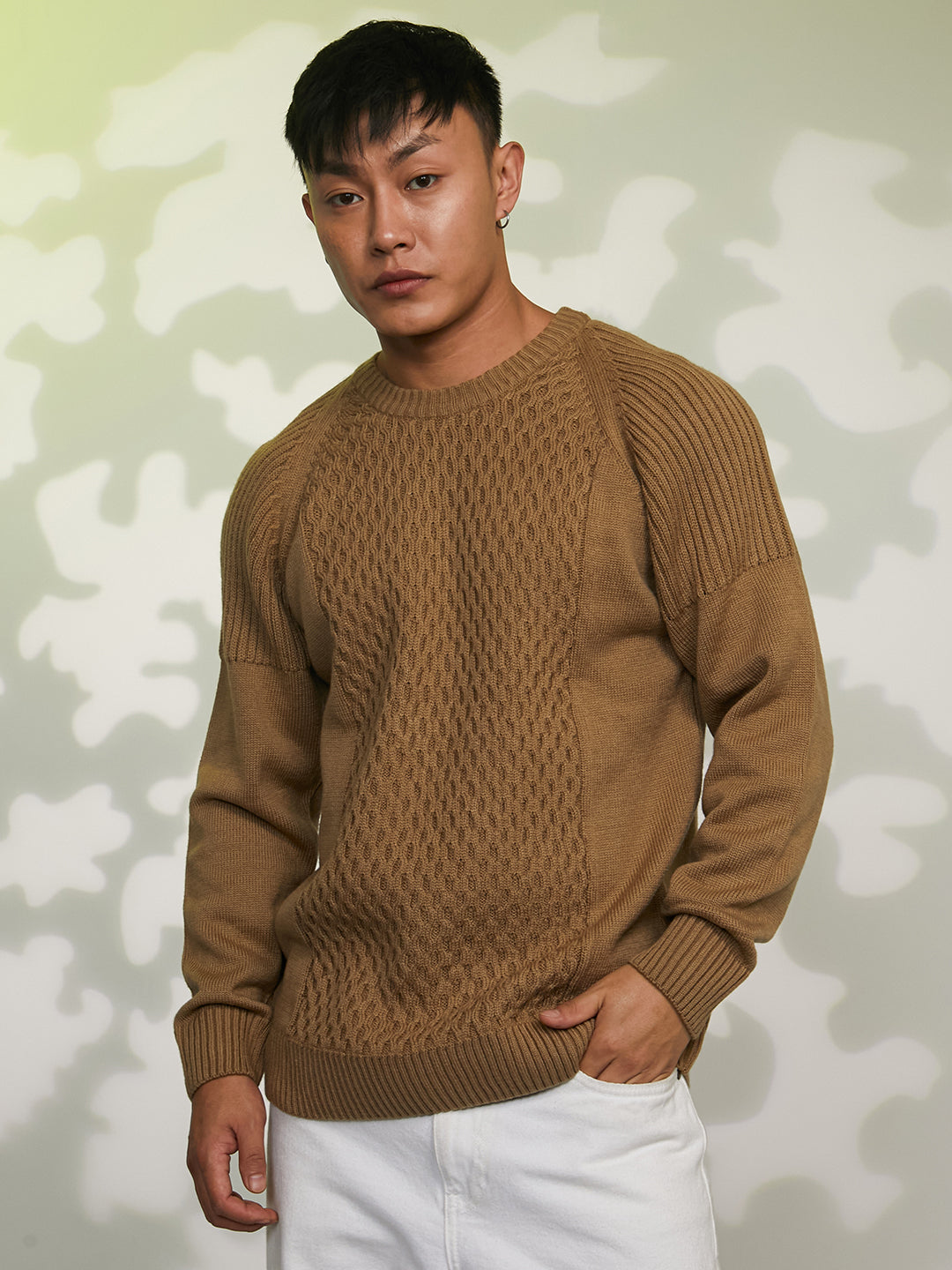 Mesh-Knit Pullover Sweater