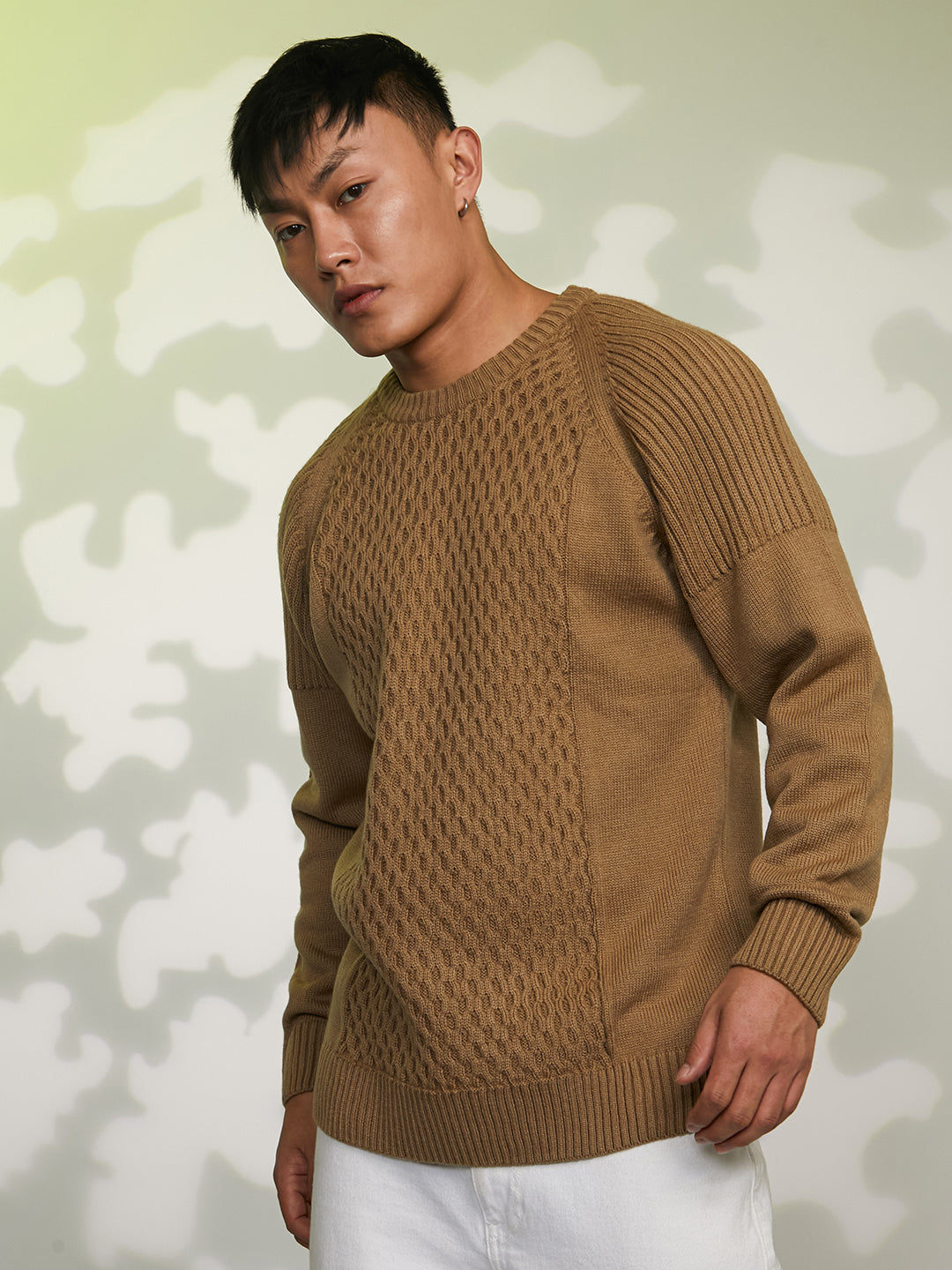 Mesh-Knit Pullover Sweater